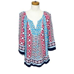 Crown & Ivy Blouse Top Women's size 2X Rayon Multicolor Vibrant